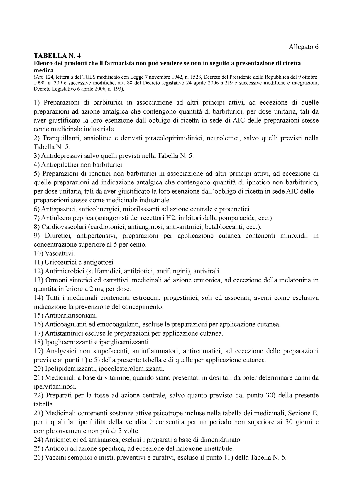 Allegato 6 Nuova Tabella N. 4 - Allegato 6 TABELLA N. 4 Elenco Dei ...