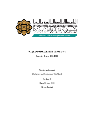 Waqf - Waqf Law And Management General Notes - Studocu