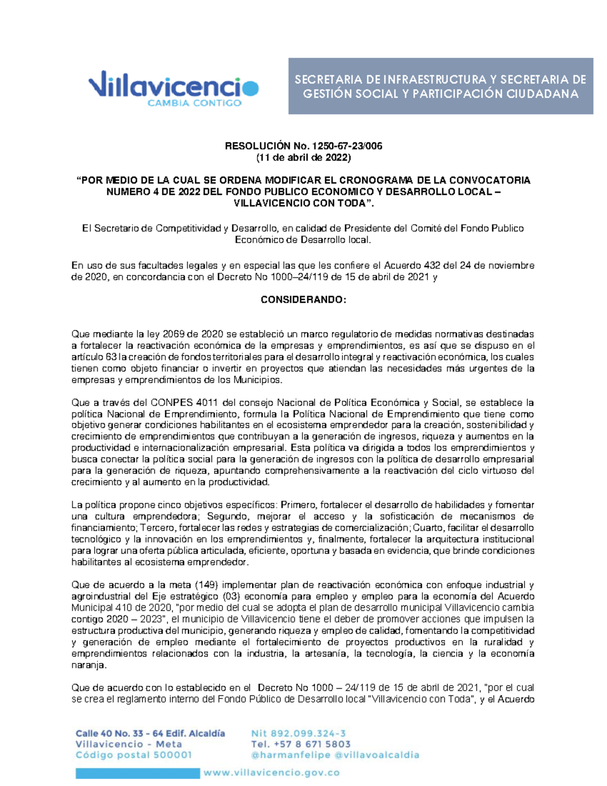 RES MOD Cronograma CONV 4 GESTI N SOCIAL Y PARTICIPACI N 