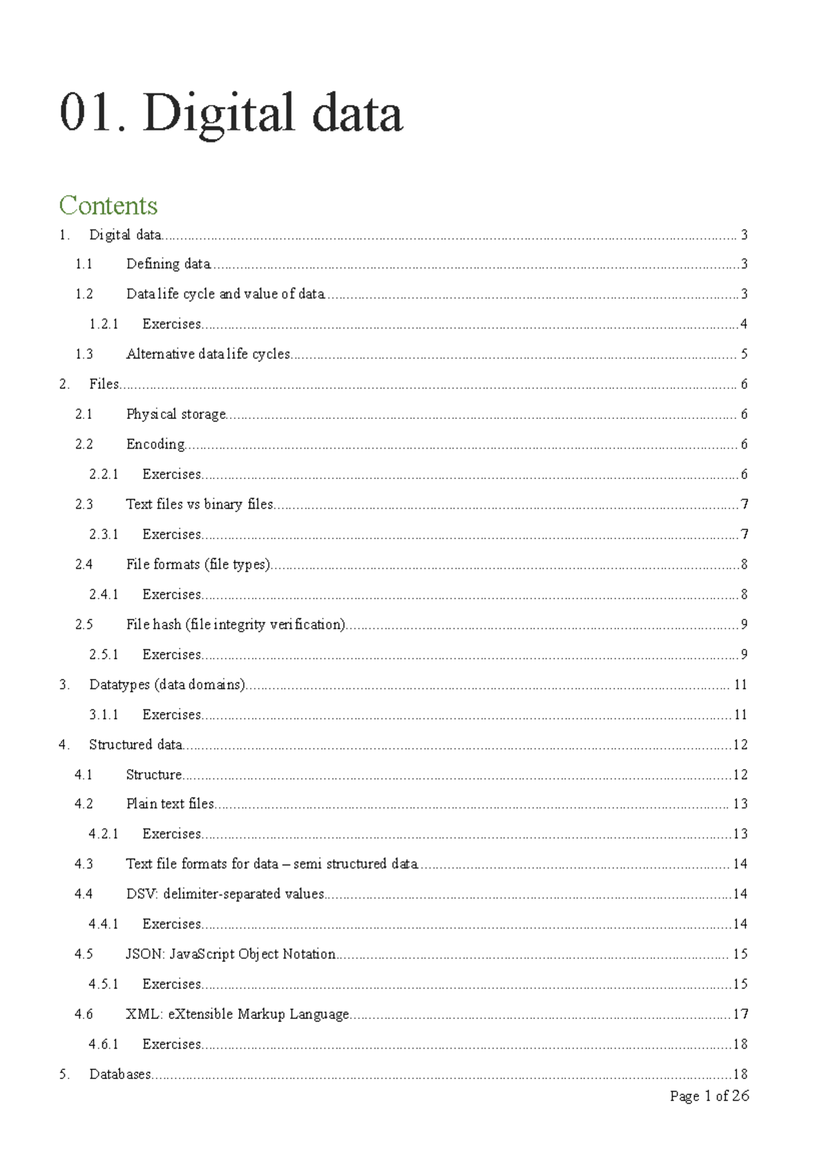 Digital Data Notes - 01. Digital data Digital - Studocu