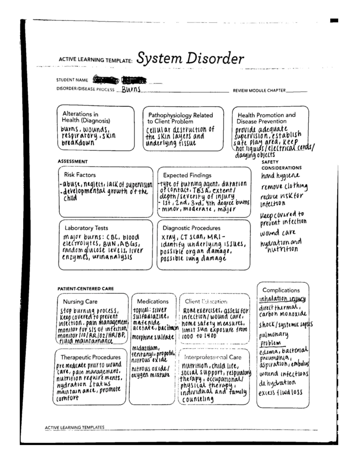 ATI System Disorder Burns NU 307/8 Studocu