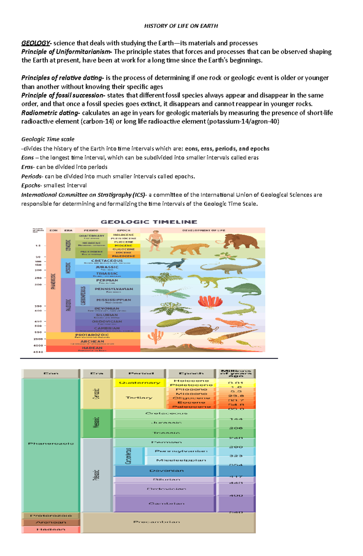 History OF LIFE ON Earth - HISTORY OF LIFE ON EARTH GEOLOGY- science ...