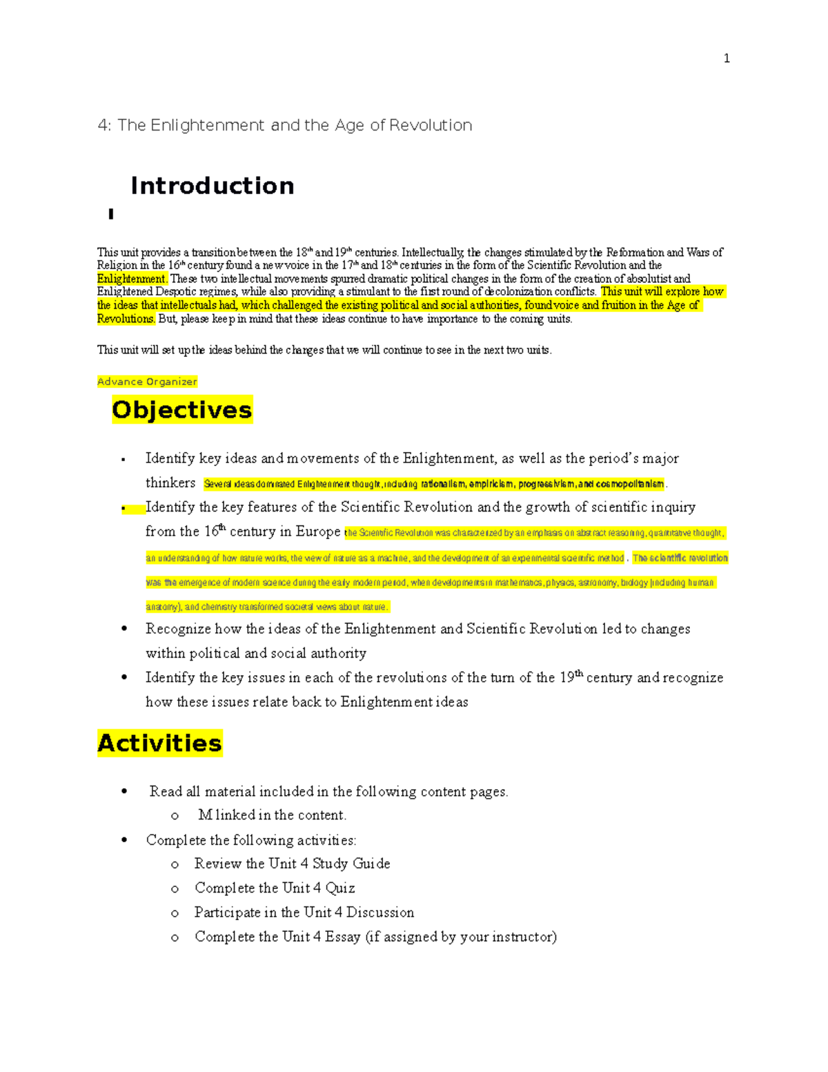 World history unit 4 content pages HIST 1112 KSU Studocu