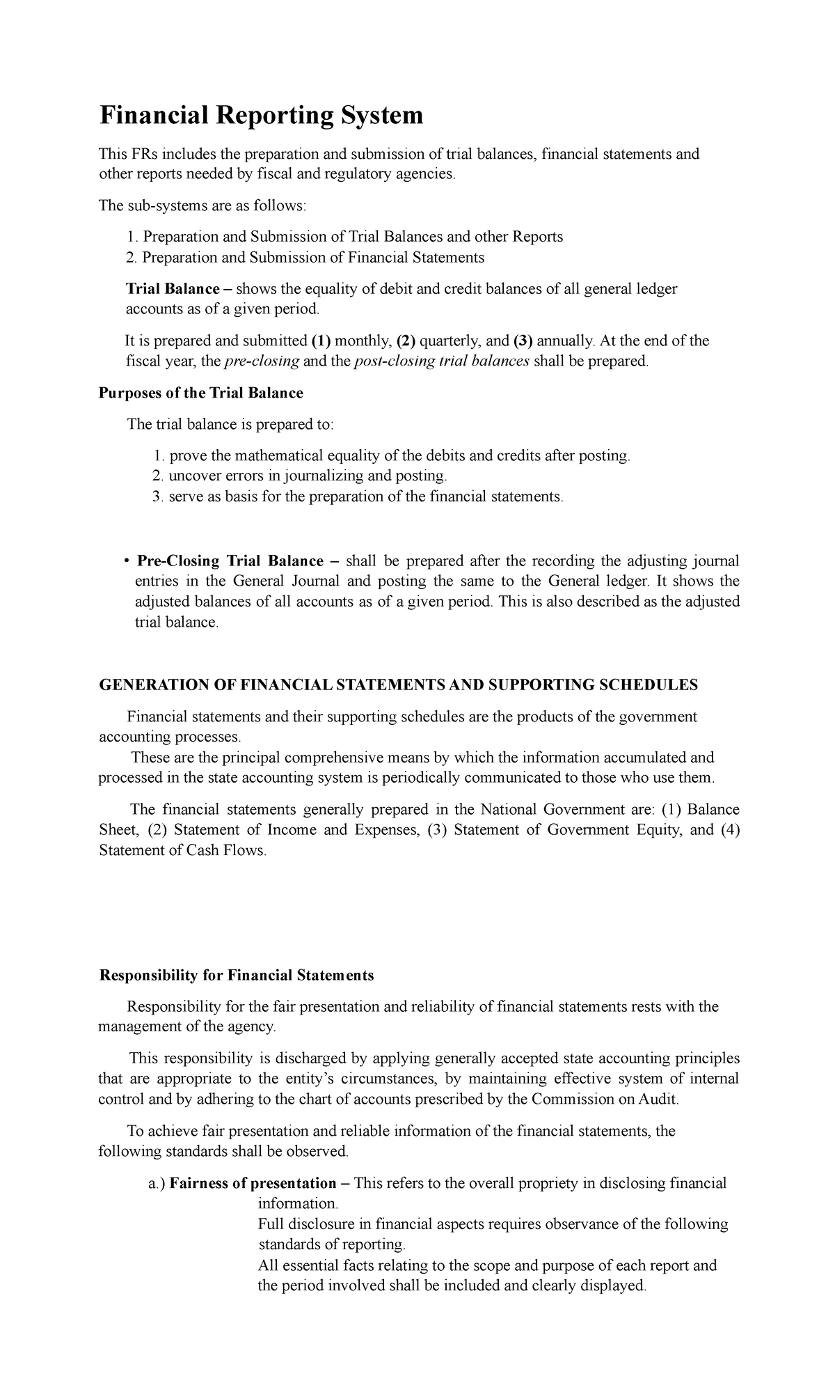 Module 4 Government Accounting Financial Reporting System This FRs