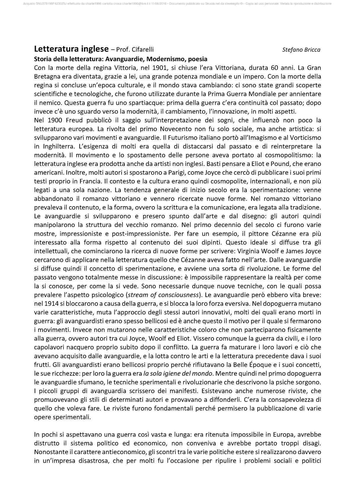 Appunti Letteratura E Cultura Inglese I Poesia Romantica Vittoriana Georgiana E Modernista 9219