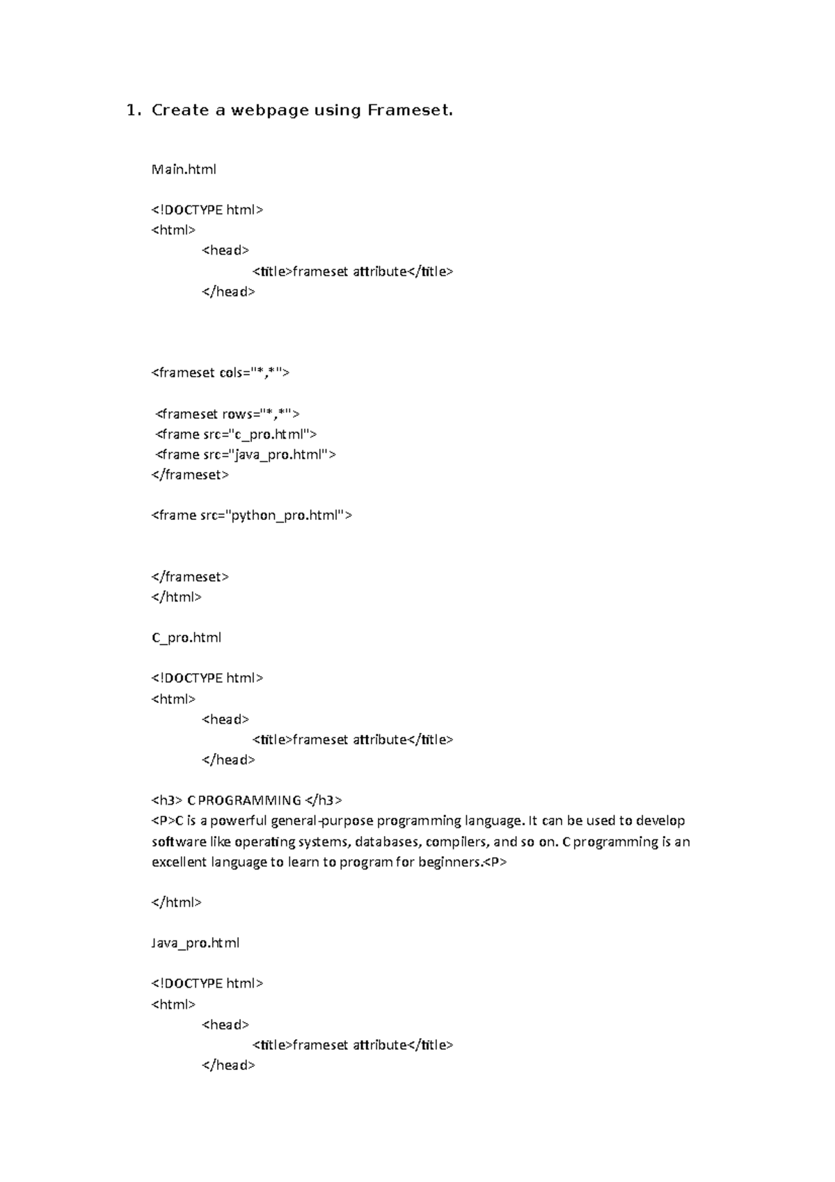 Lab programs Important questions to practice Create a webpage using