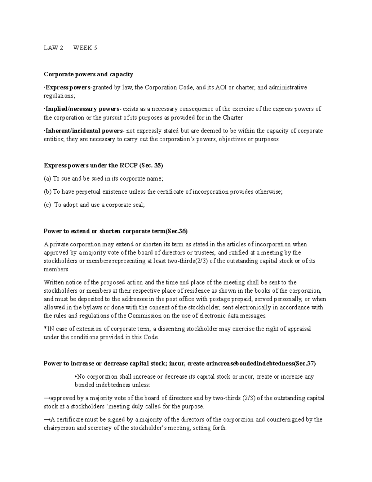 LAW2WEEK5A - Business Law - LAW 2 WEEK 5 Corporate powers and capacity ...