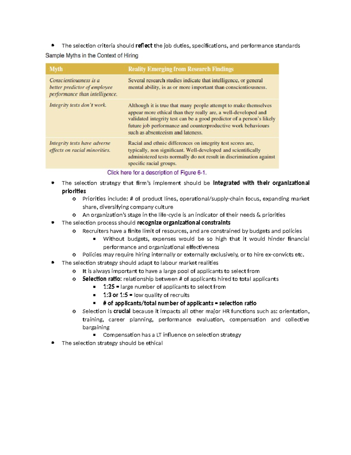 Human resources notes-10 - The selection criteria should reflect the ...