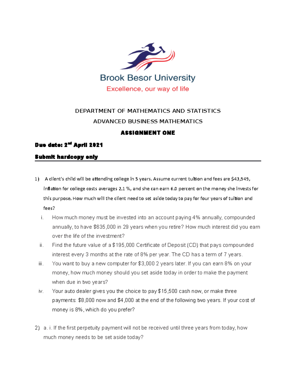 Distance assignment 1 2021 - Medicine and Surgery - Studocu