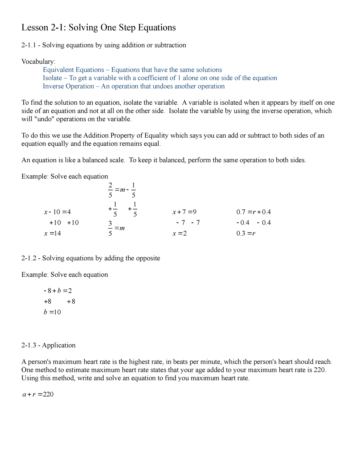 Solving Equations By Multiplying And Dividing Worksheets