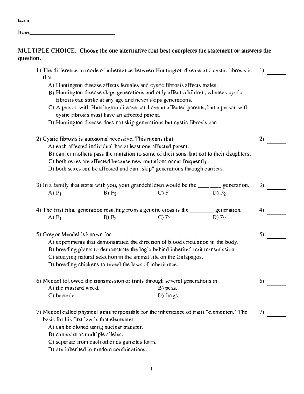 Practice Chapter 4 Exam - Exam Name ...