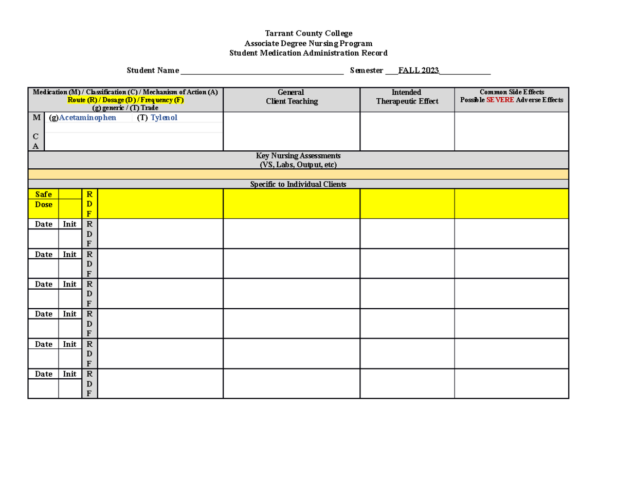 36 Blank Medication Card set - Associate Degree Nursing Program Student ...