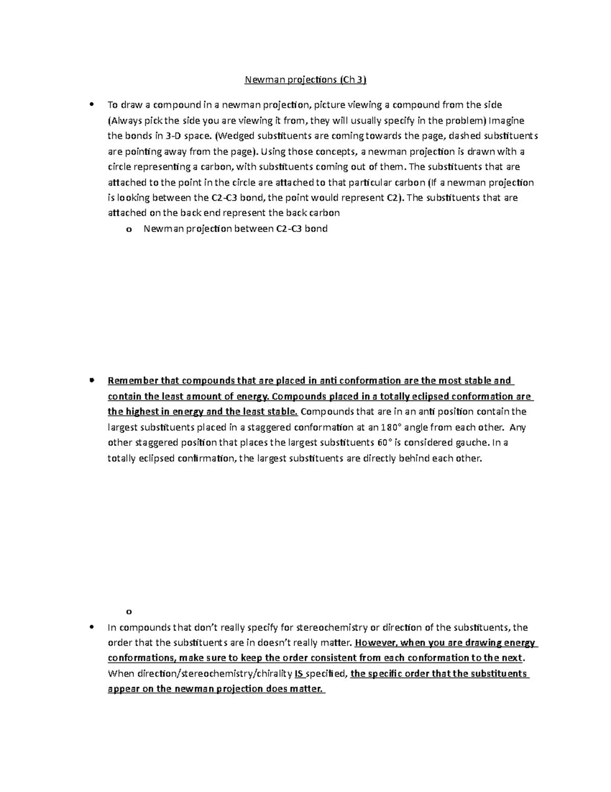 Newman projections and chair conformation - Newman projections (Ch 3 ...