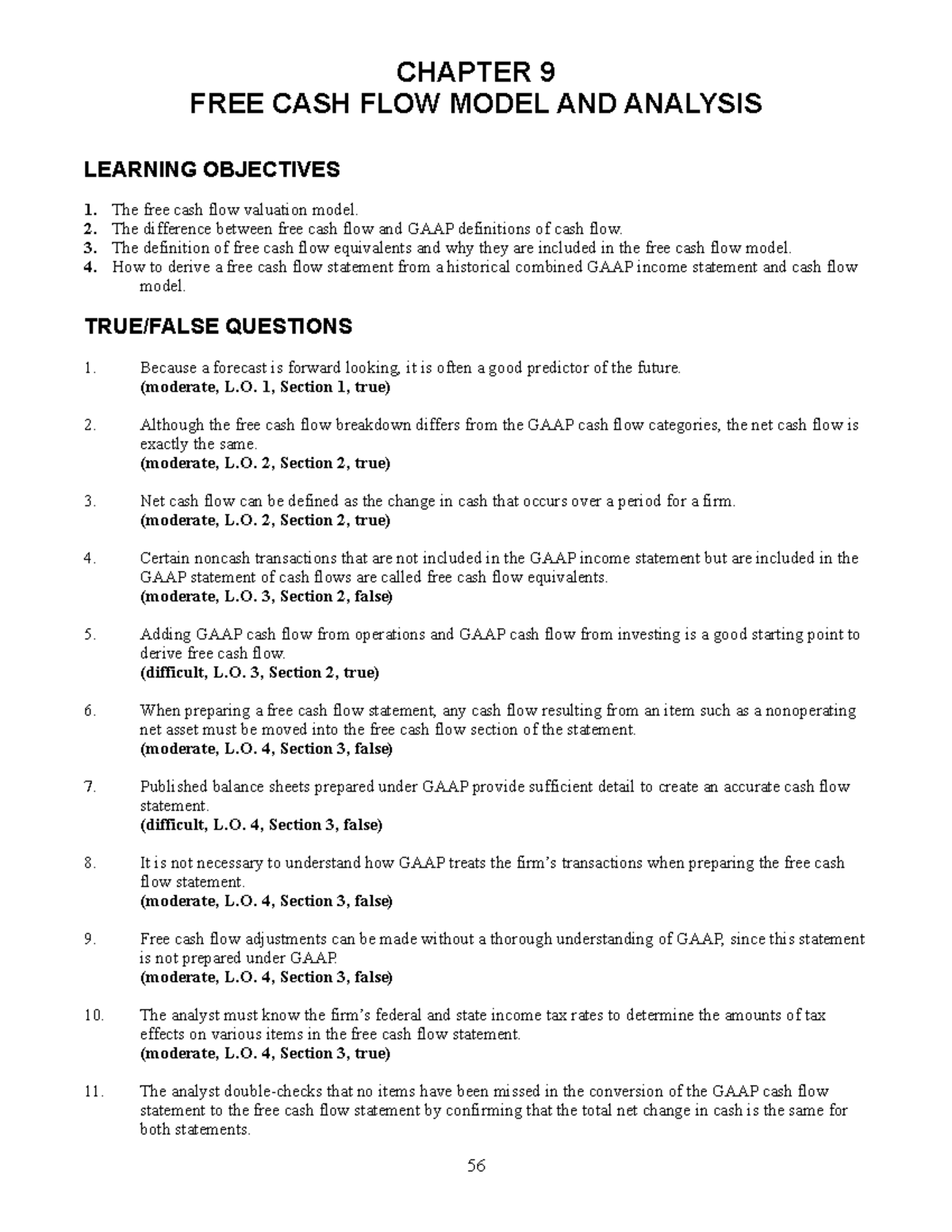 Sd9 Free Cash Flow And Model Analysis CHAPTER 9 FREE CASH FLOW MODEL