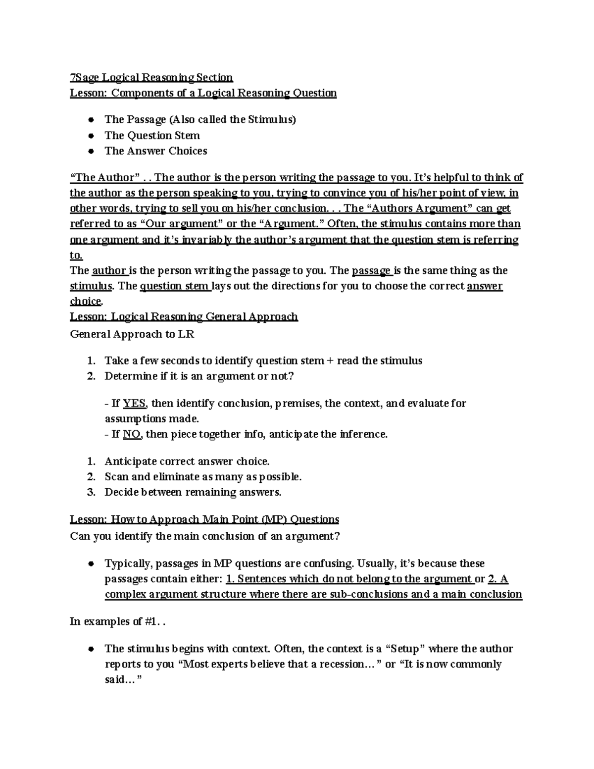 7Sage LSAT Notes - Logical Reasoning Section - 7Sage Logical Reasoning ...