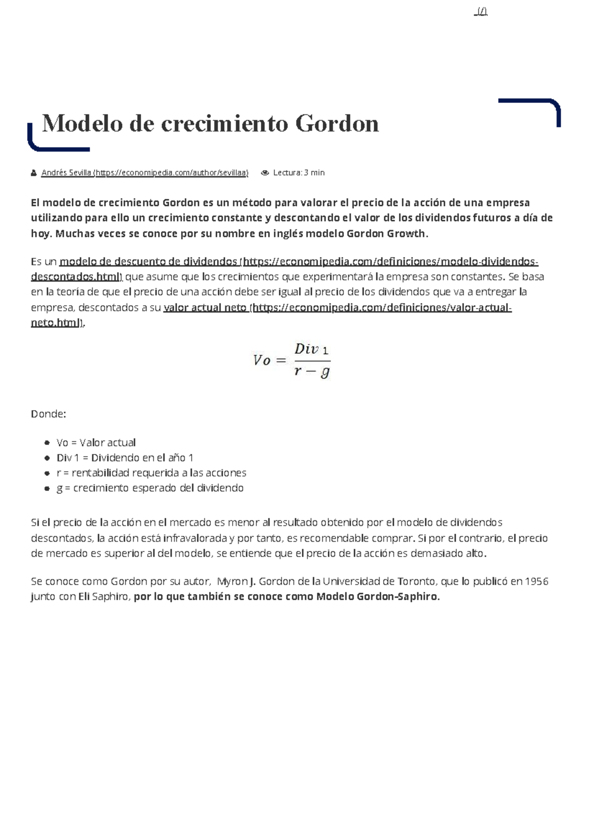 Modelo de crecimiento Gordon - Qué es, definición y concepto ...