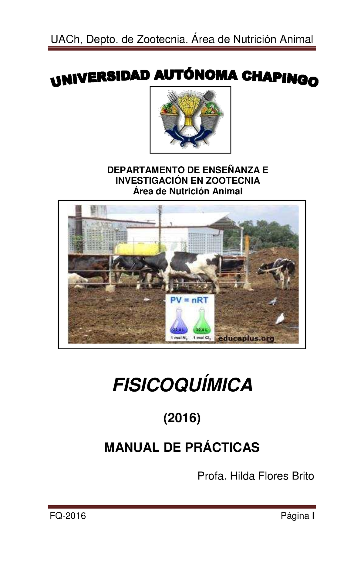 Fisicoquimica 2016 Manual De Practicas Fq 2016 Página I FisicoquÍmica