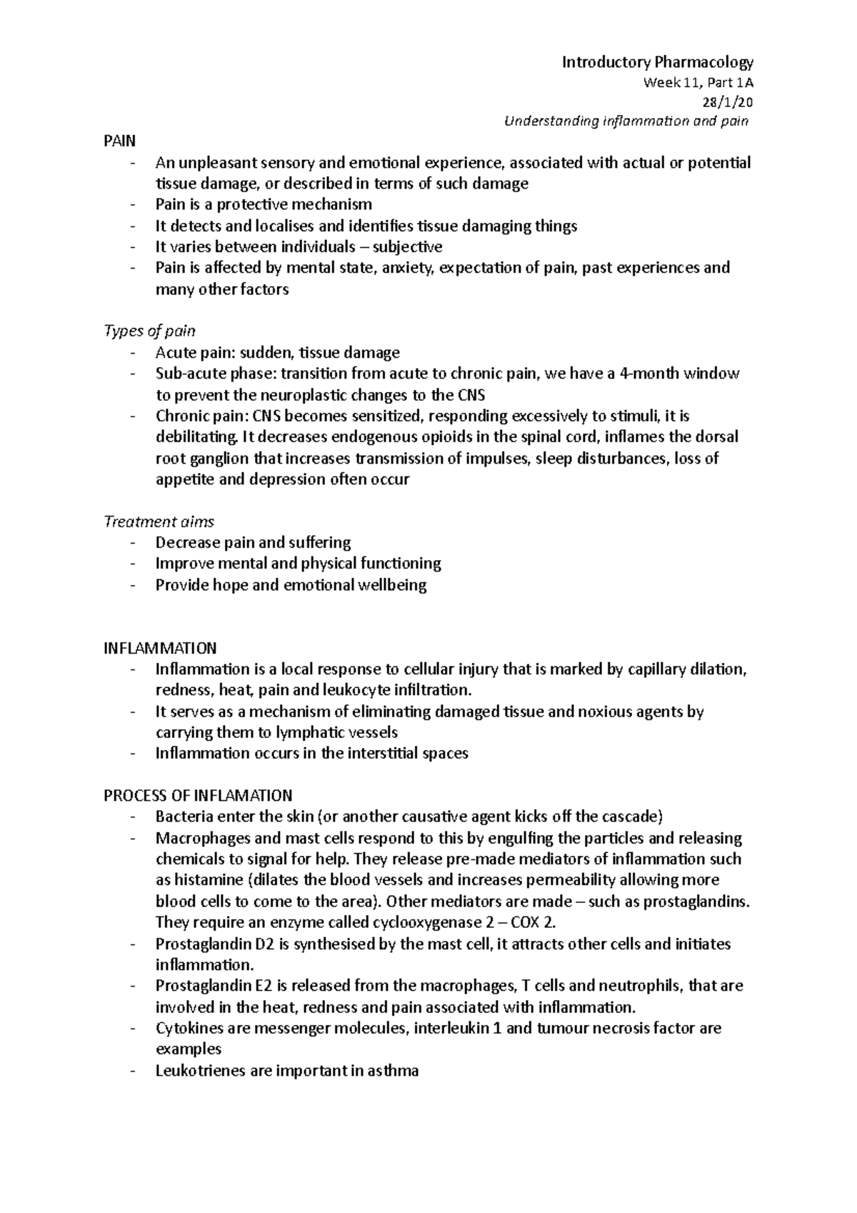 Week 11, Part 1A - Week 11 lecture notes - Pharmacology - Week 11, Part ...