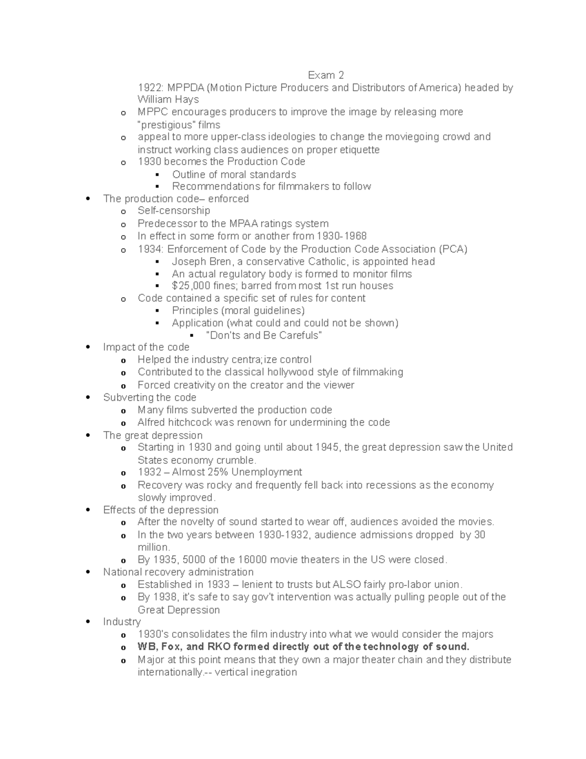 Exam Part 2 Exam 2 1922 MPPDA (Motion Picture Producers and