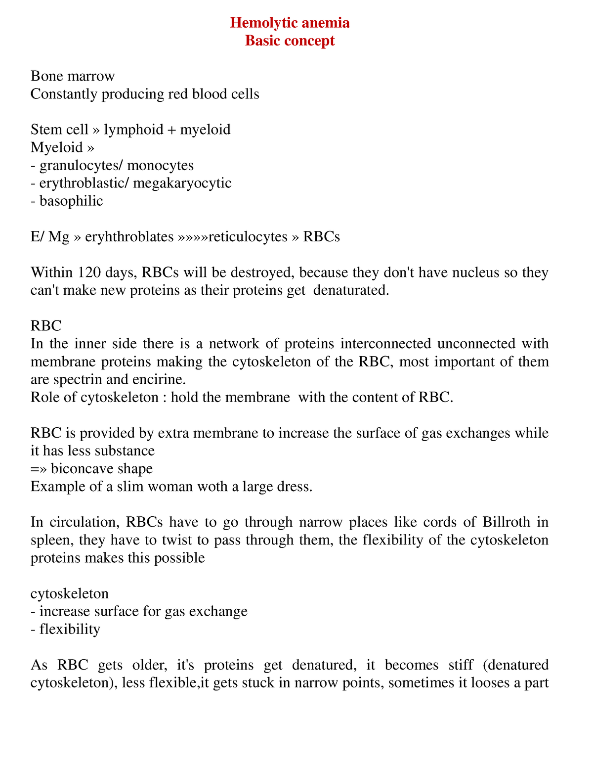 @drnejib Notes ( Hemolytic Anemia) - Hemolytic Anemia Basic Concept 