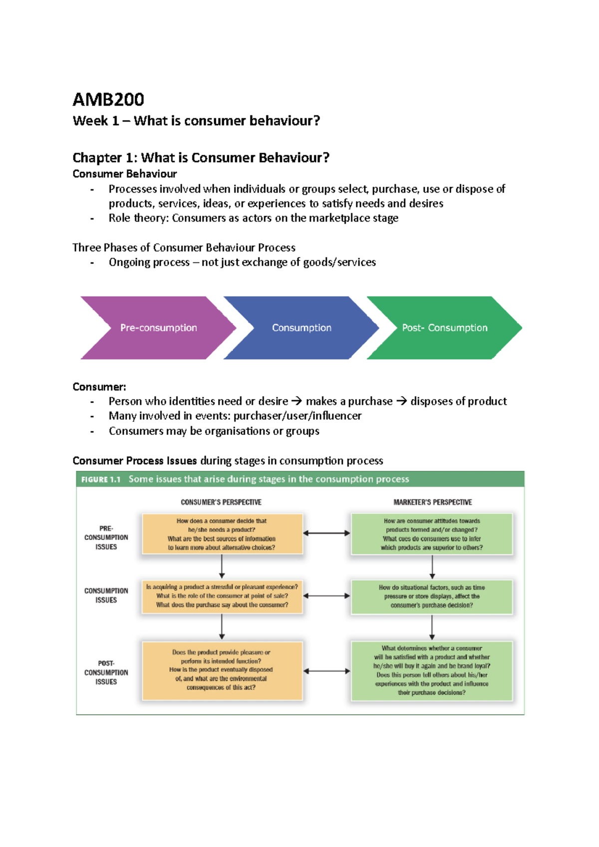 AMB200 Lectures - AMB Week 1 – What Is Consumer Behaviour? Chapter 1 ...