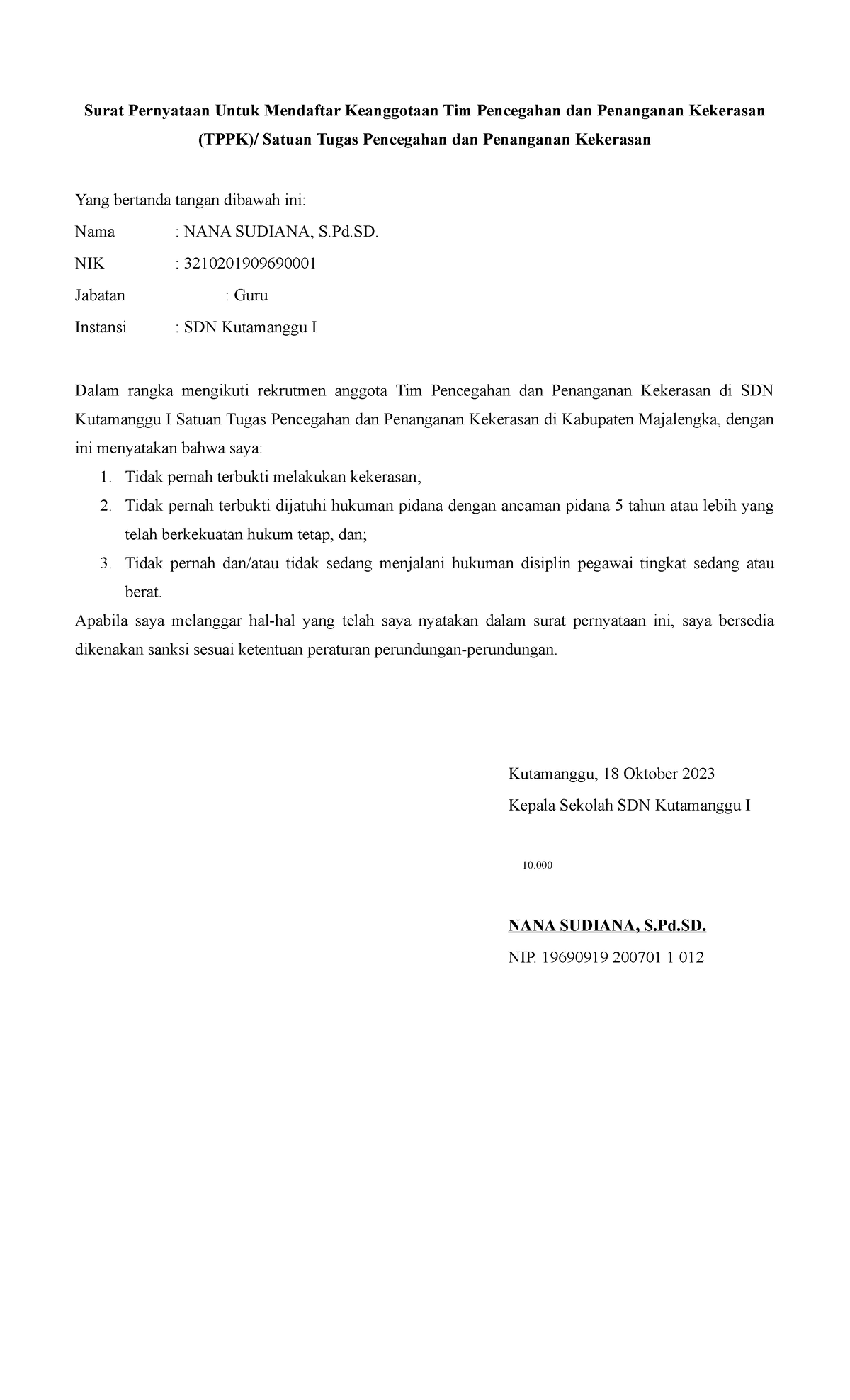 Surat TPPK - Tppk - (TPPK)/ Satuan Tugas Pencegahan Dan Penanganan ...