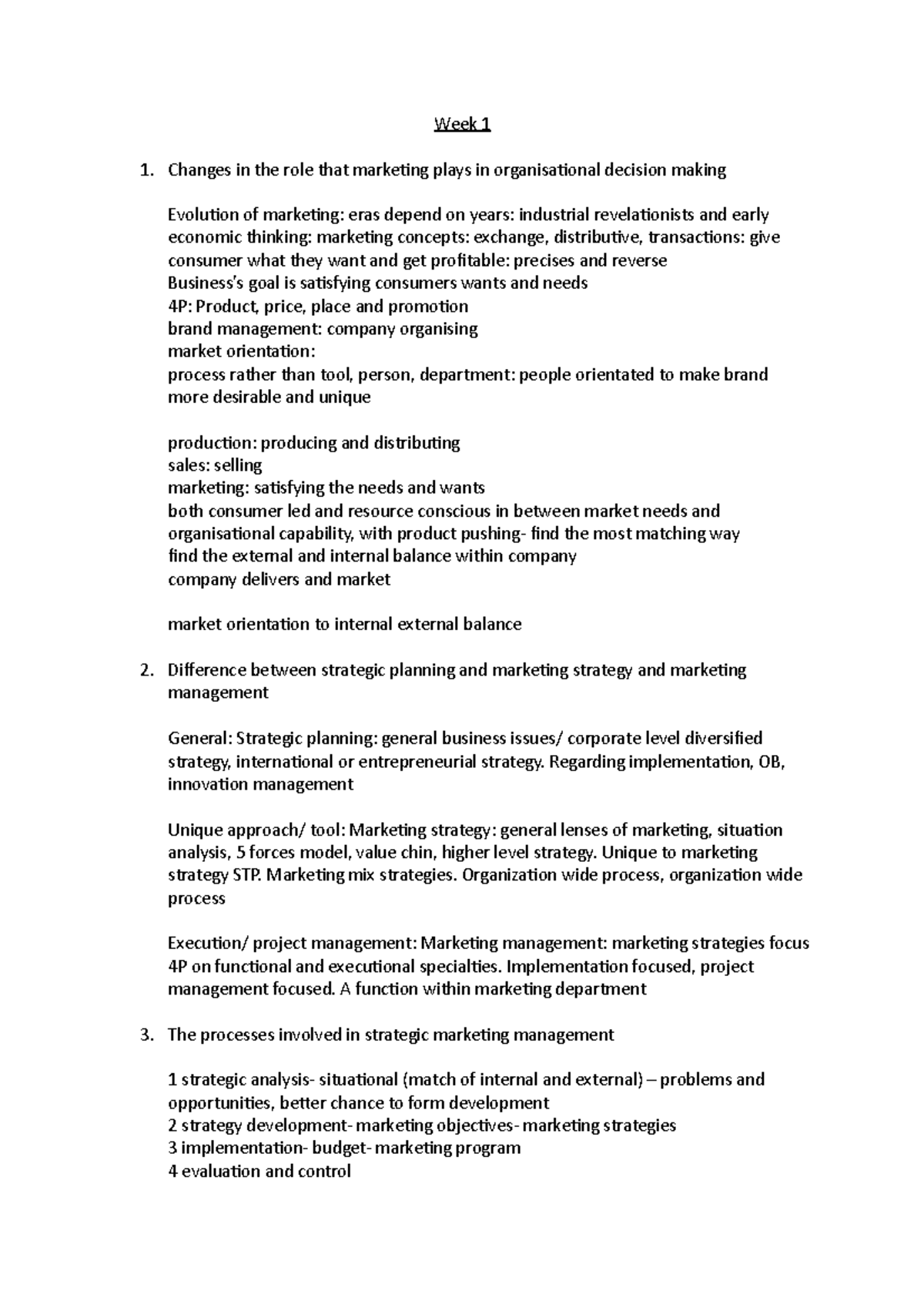 Lecture notes, lectures week 1 - 11 - Week 1 1. Changes in the role ...