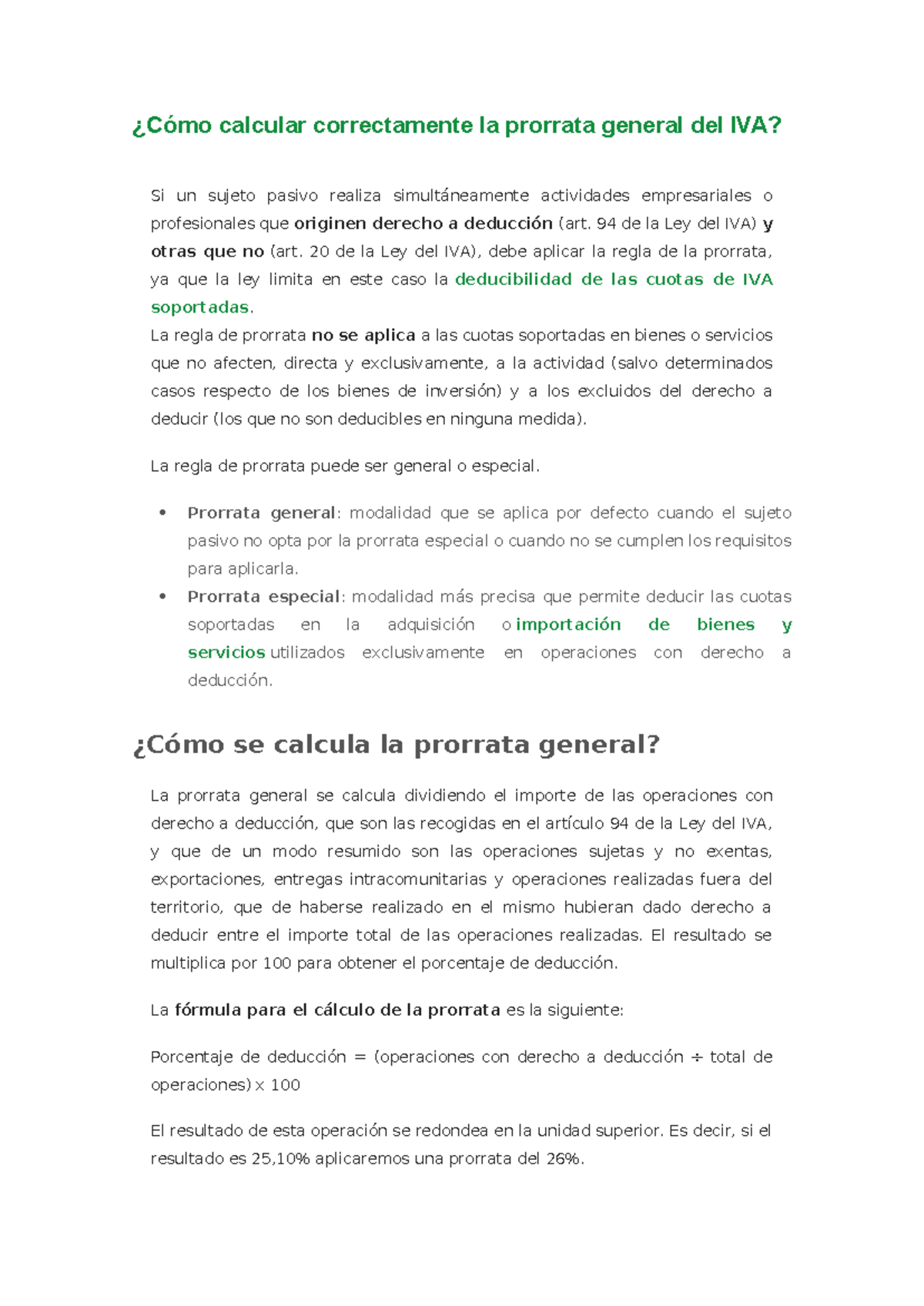 Cómo calcular correctamente la prorrata general del IVA - ¿Cómo ...