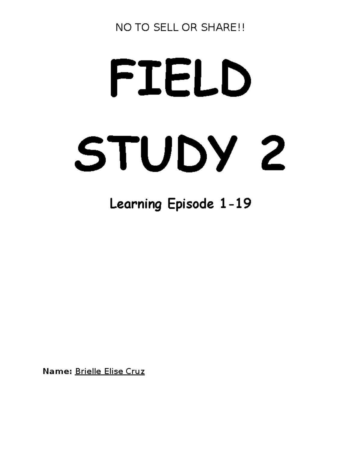 Field Study 2 EP 1 19 - none - FIELD STUDY 2 Learning Episode 1- Name ...