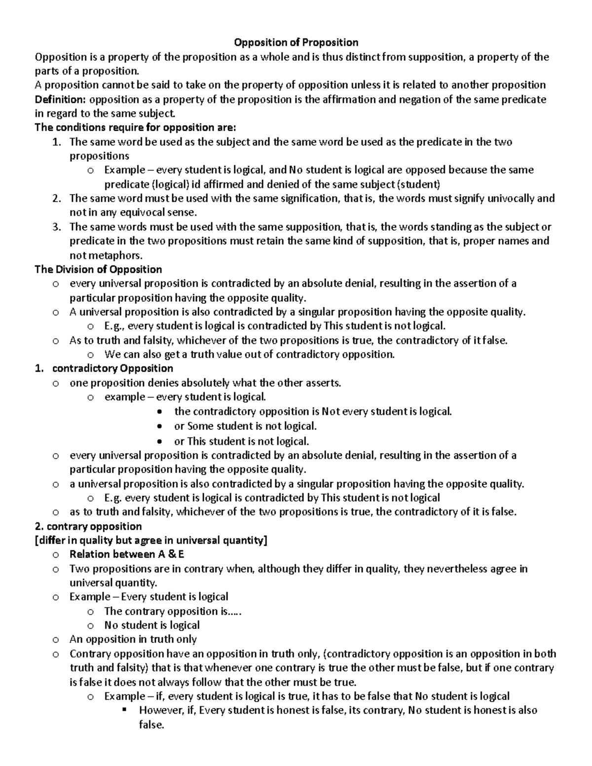 Opposition of Proposition - Phil 140 - March 21st - Opposition of ...