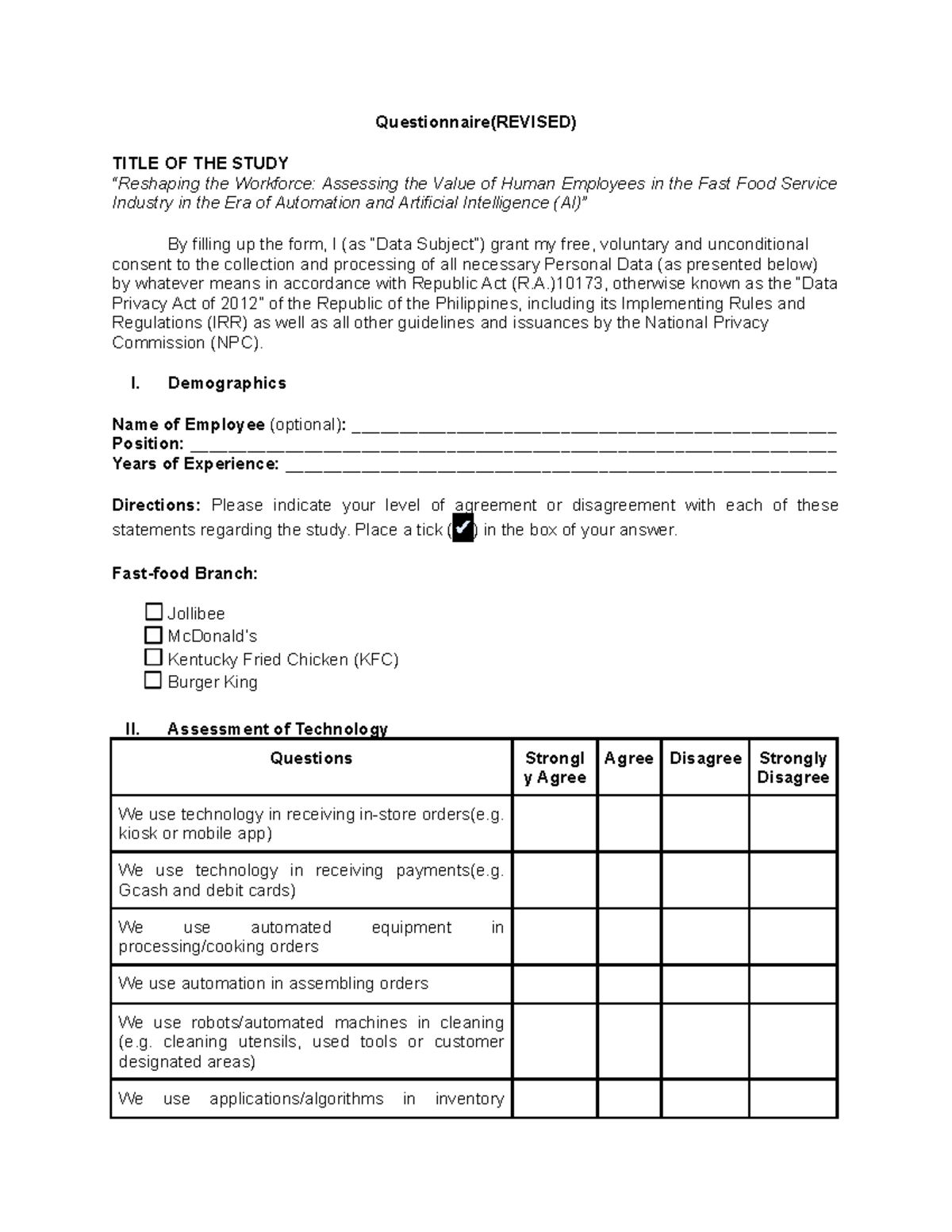 Results-and-Discussion-Statistics - Questionnaire(REVISED) TITLE OF THE ...