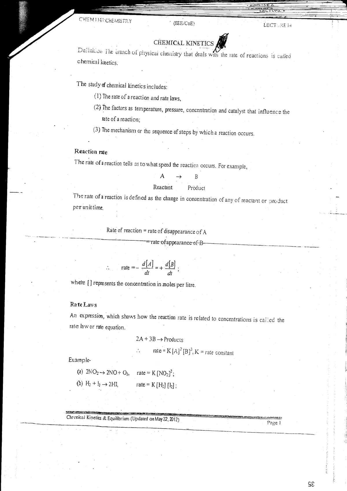 Chemical Kinetics - CHemistry - AIUB - Studocu