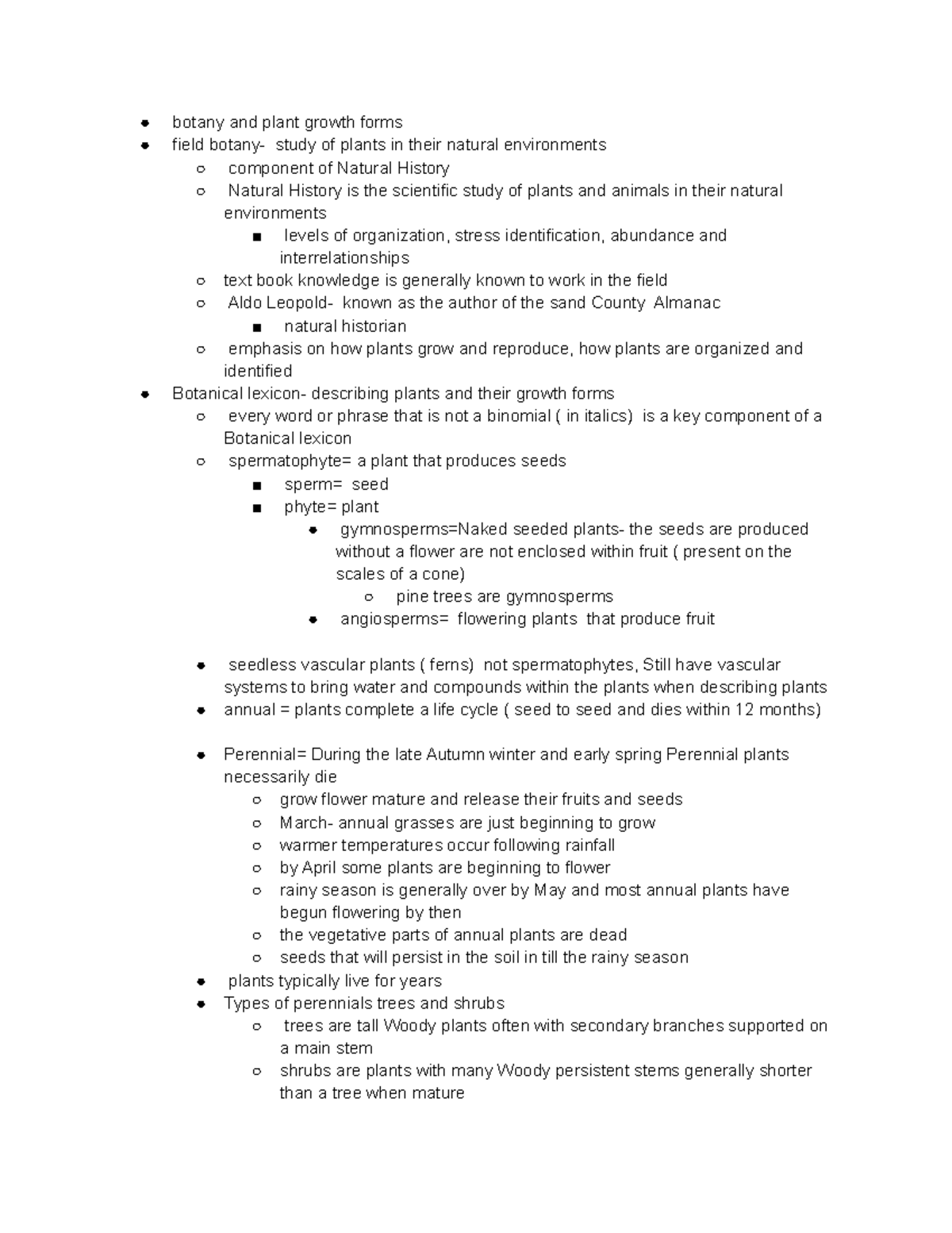 Module 3 - Lecture notes 1 - botany and plant growth forms field botany ...