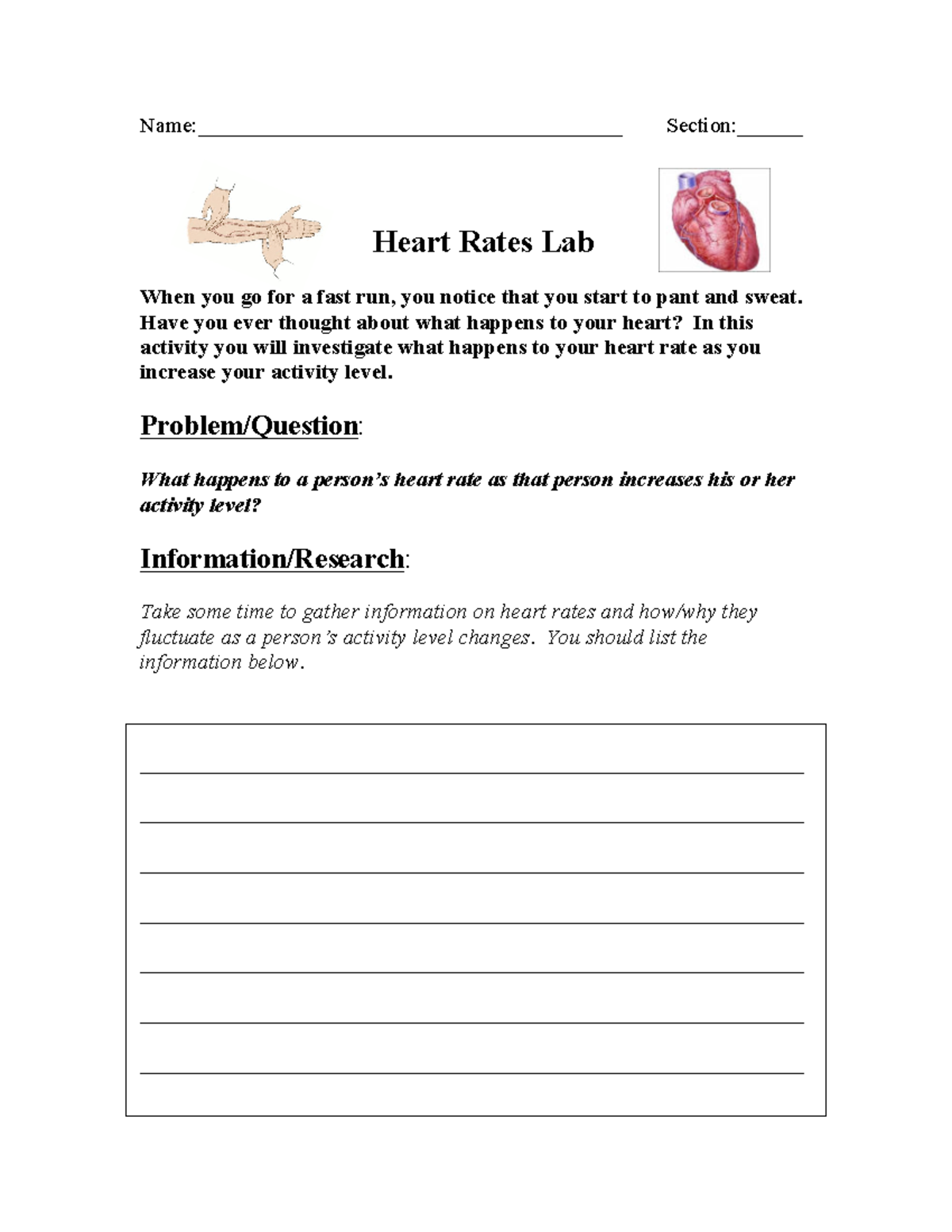 Absent student heart rates lab - Name ...