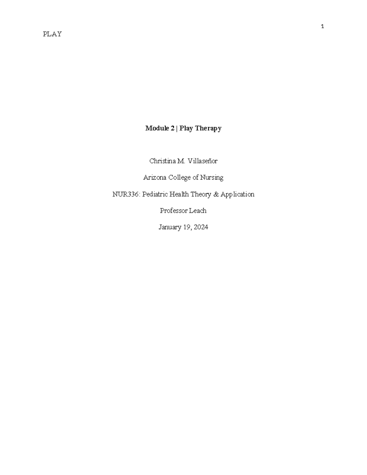 play therapy case study assignment