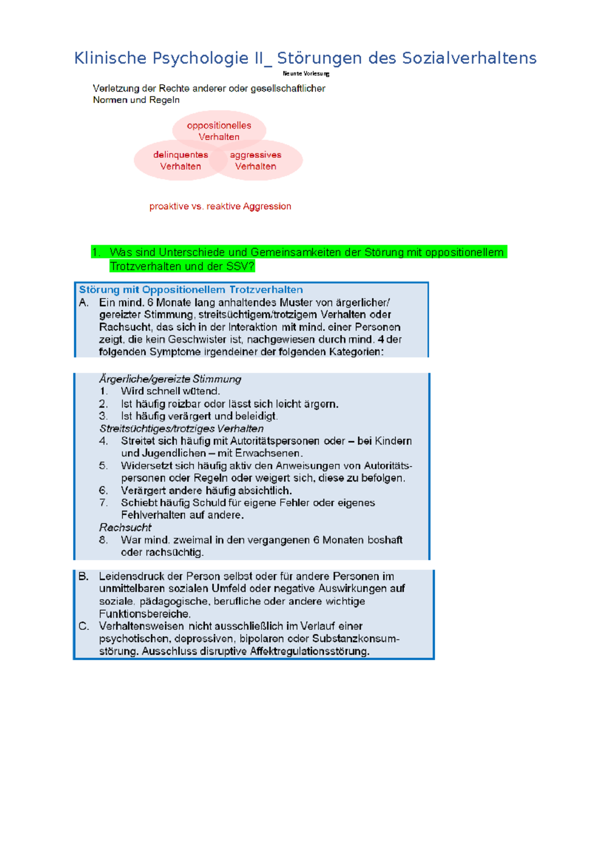 9_Störung Des Sozialverhaltens - Neunte Vorlesung Was Sind Unterschiede ...