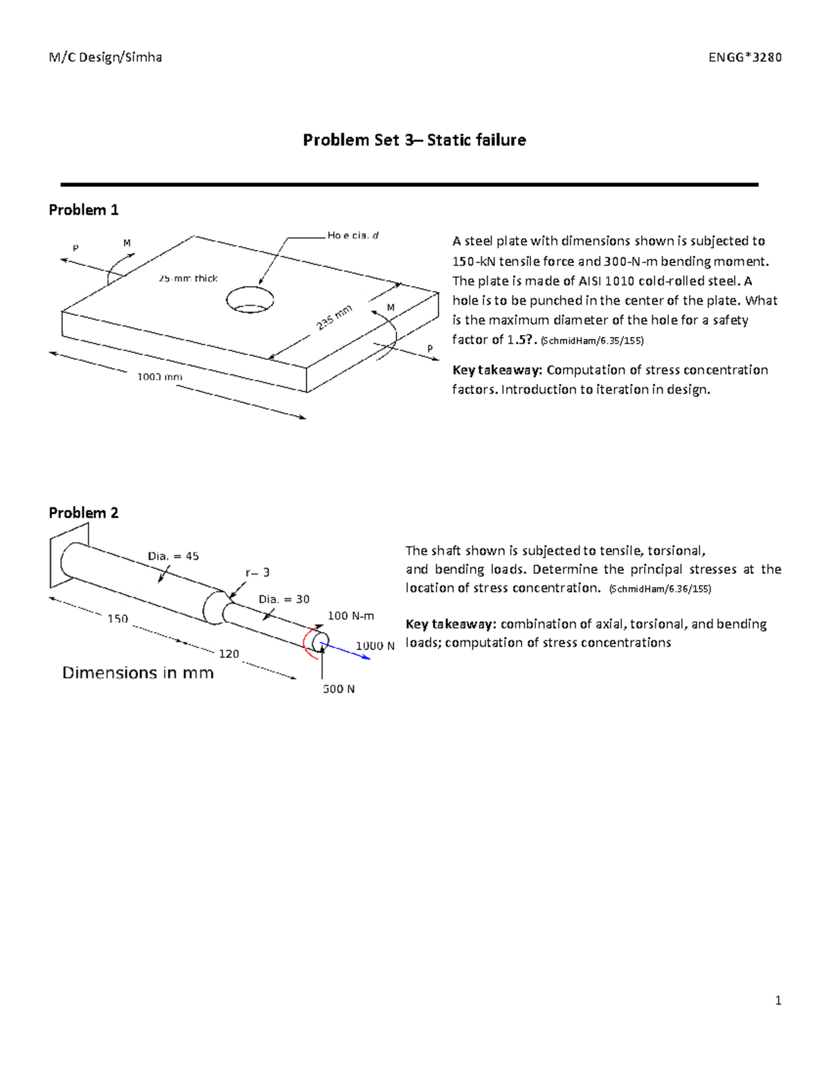 Assignment 3 - M/C Design/Simha ENGG* 1 Problem Set 3– Static failure ...