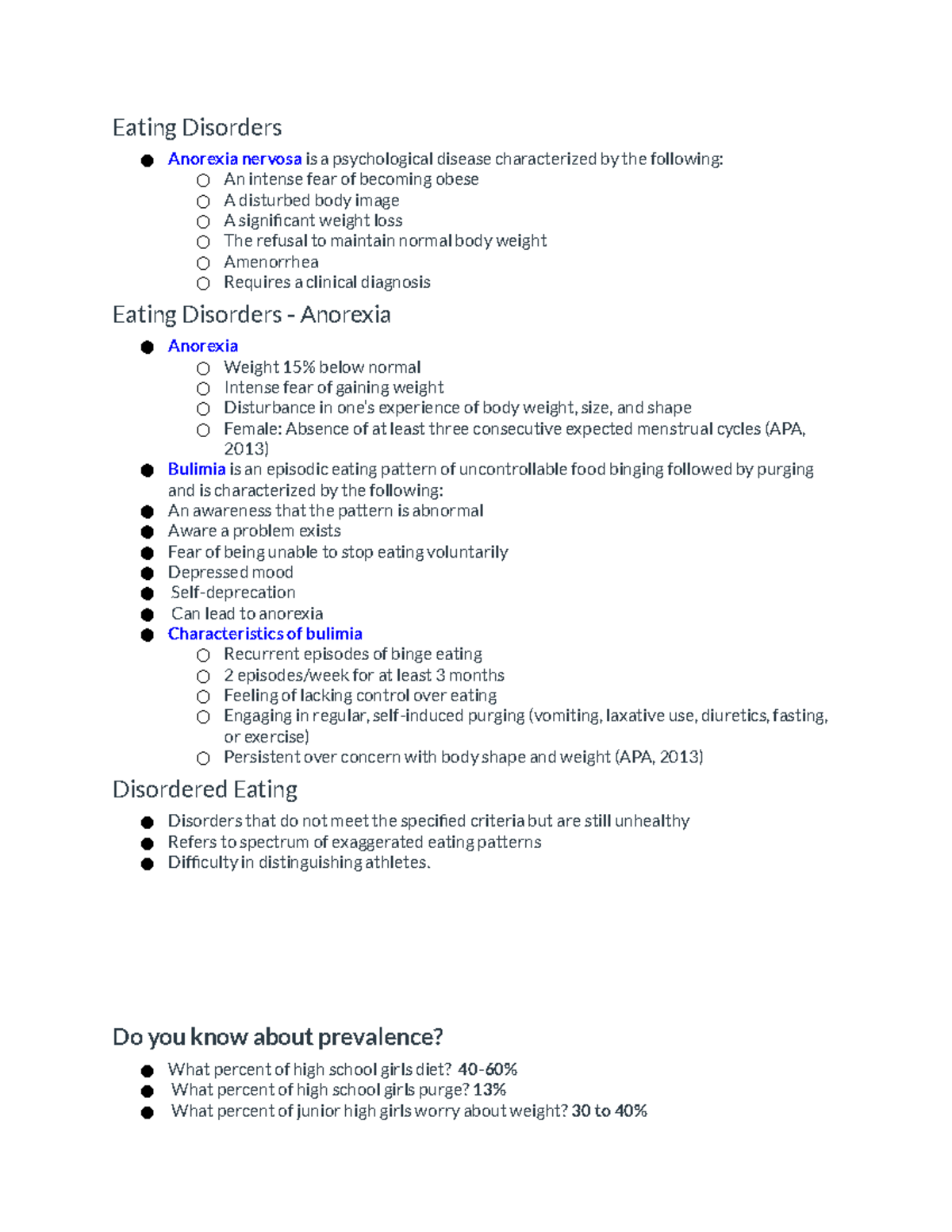 Addictive and unhealthy behaviors - Eating Disorders Anorexia nervosa ...