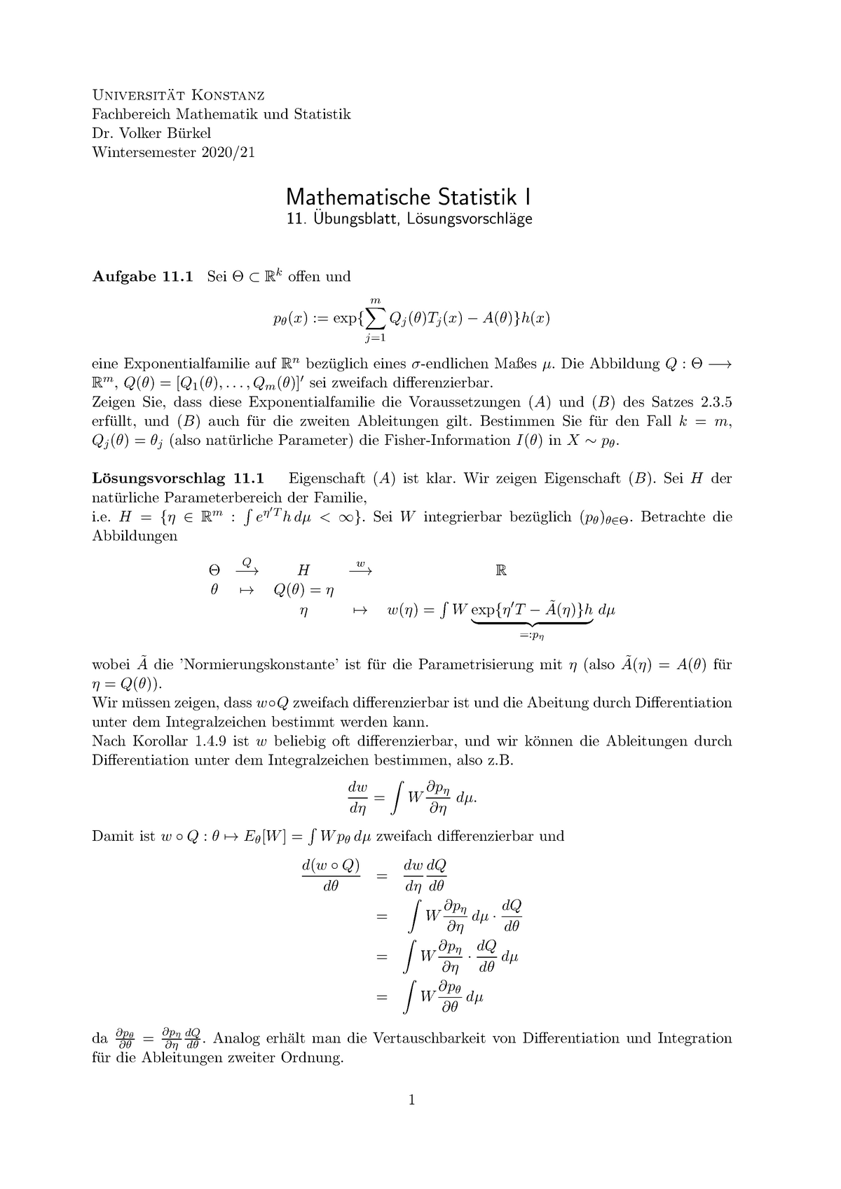 Lsg 11. Ubungsblatt Mathematische Statistik I - Test Test Universit ̈at ...