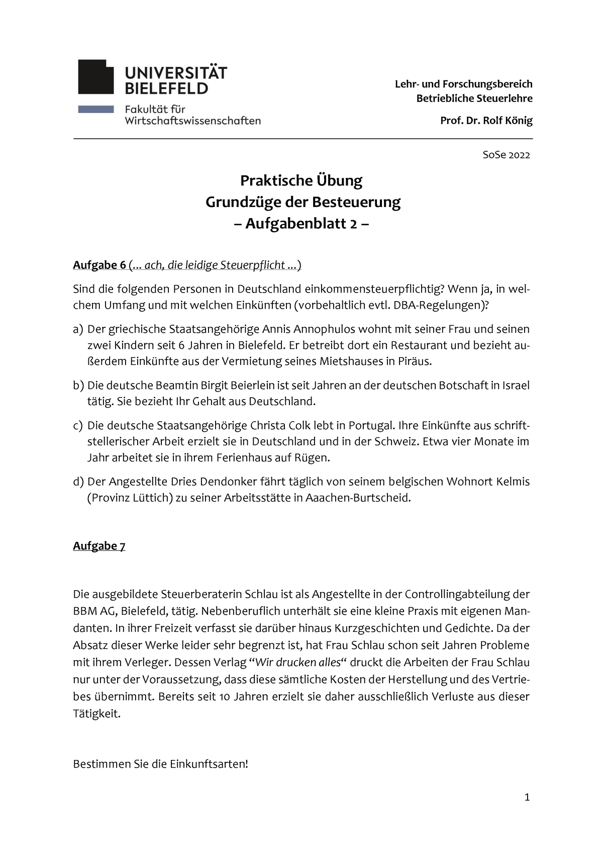 Aufgabenblatt 2 - Praktische Übung - 1 SoSe 2022 Praktische ‹bung ...