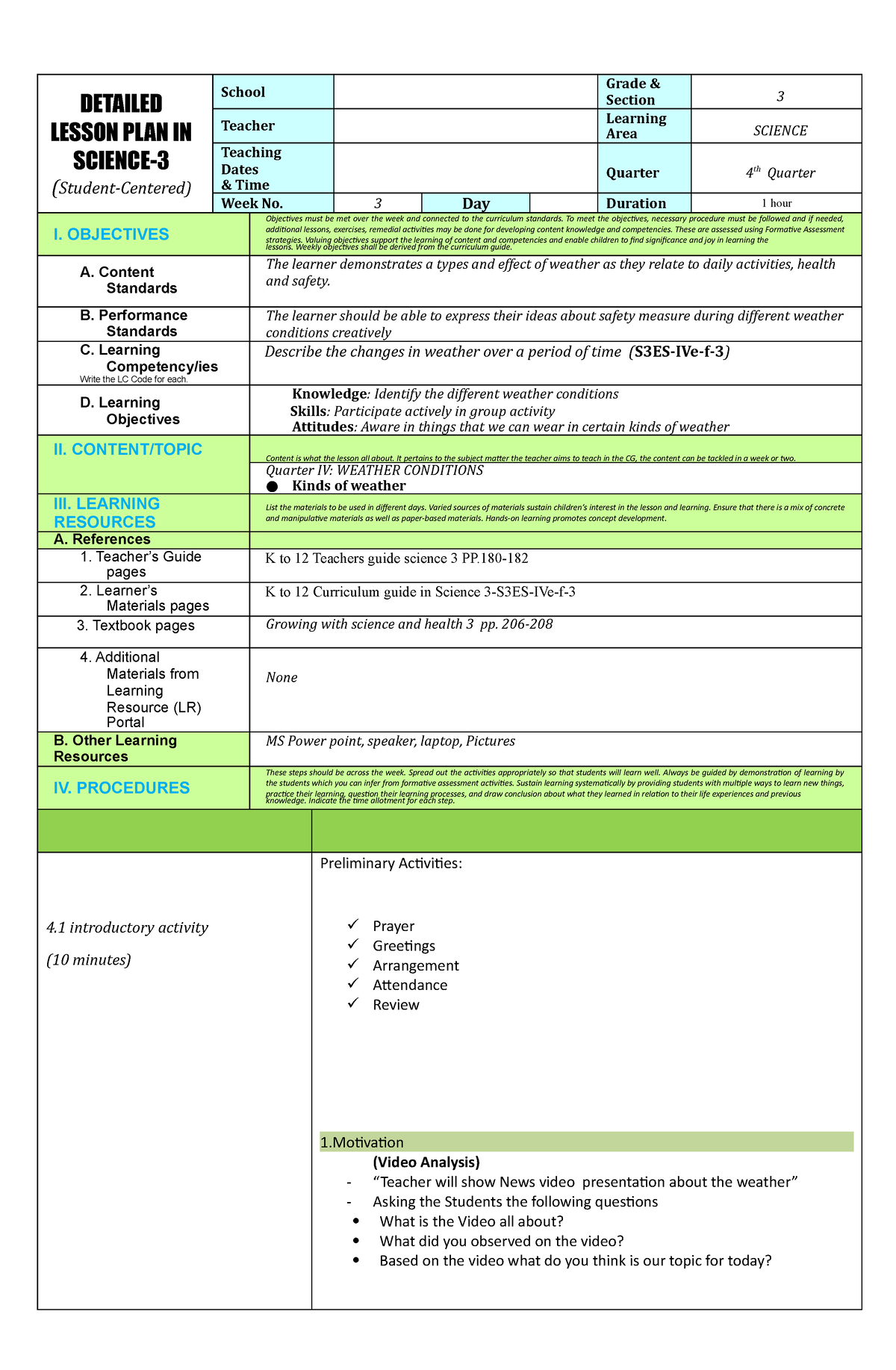 SEMI- Detailed Lesson PLAN IN Science 3 - DETAILED LESSON PLAN IN ...