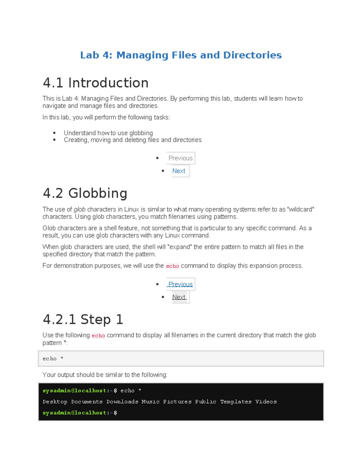 Lab 4 - Managing Files and Directories - By performing this lab ...