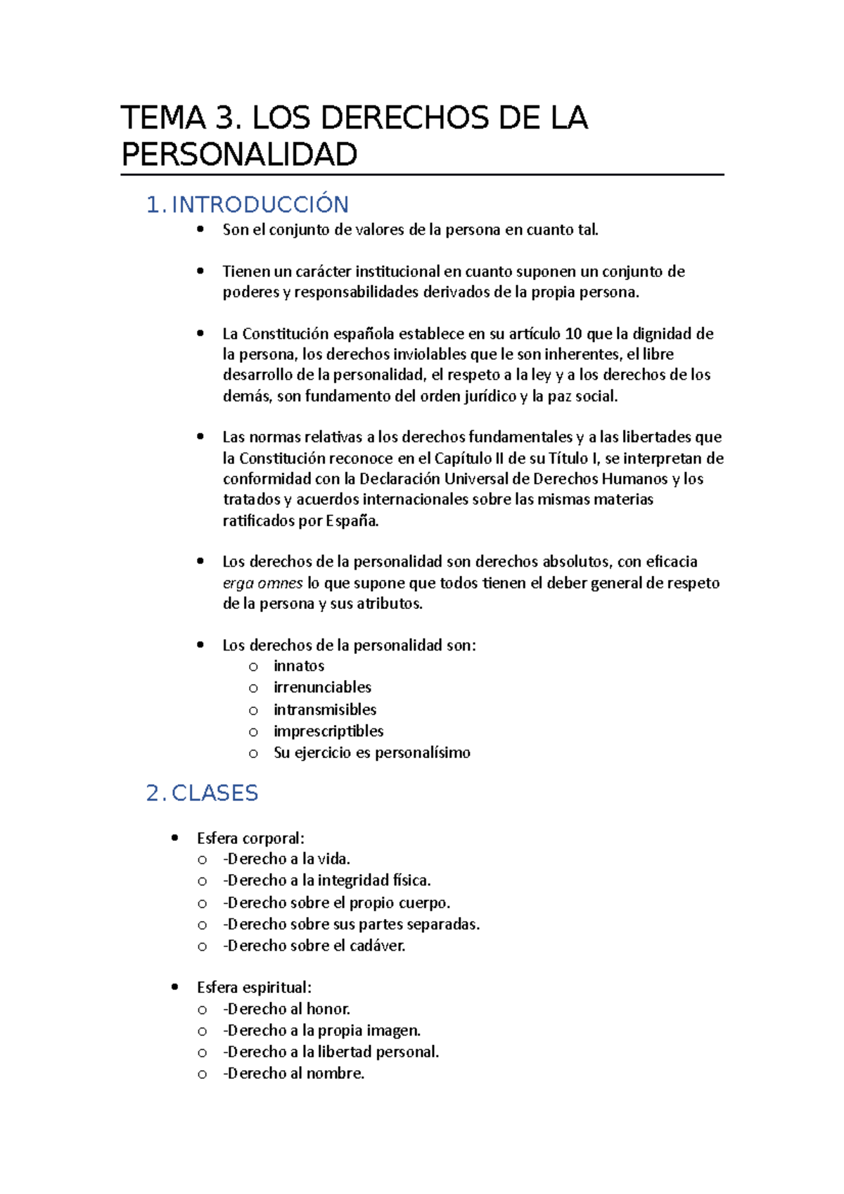 TEMA 3. LOS Derechos DE LA Personalidad - TEMA 3. LOS DERECHOS DE LA ...