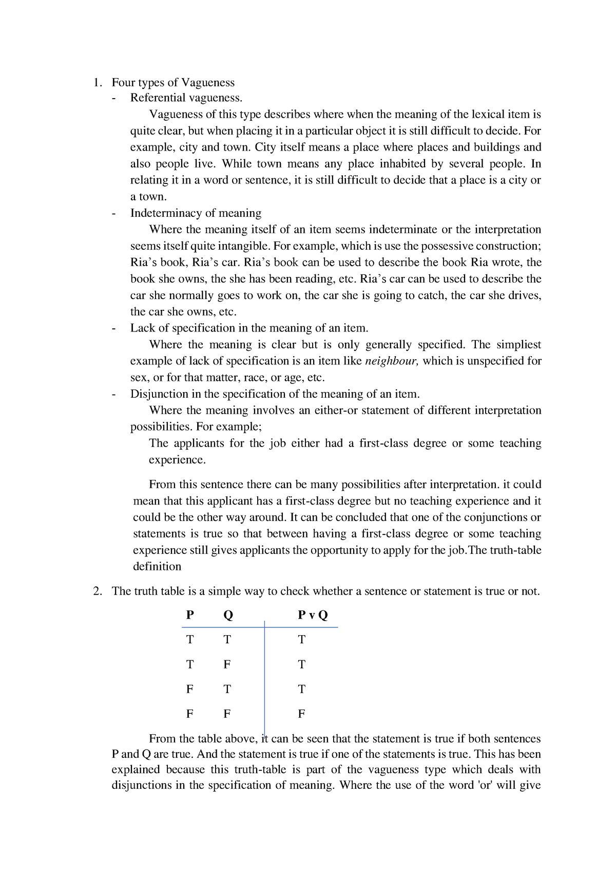 Ambiguity and Vagueness - Four types of Vagueness Referential vagueness ...