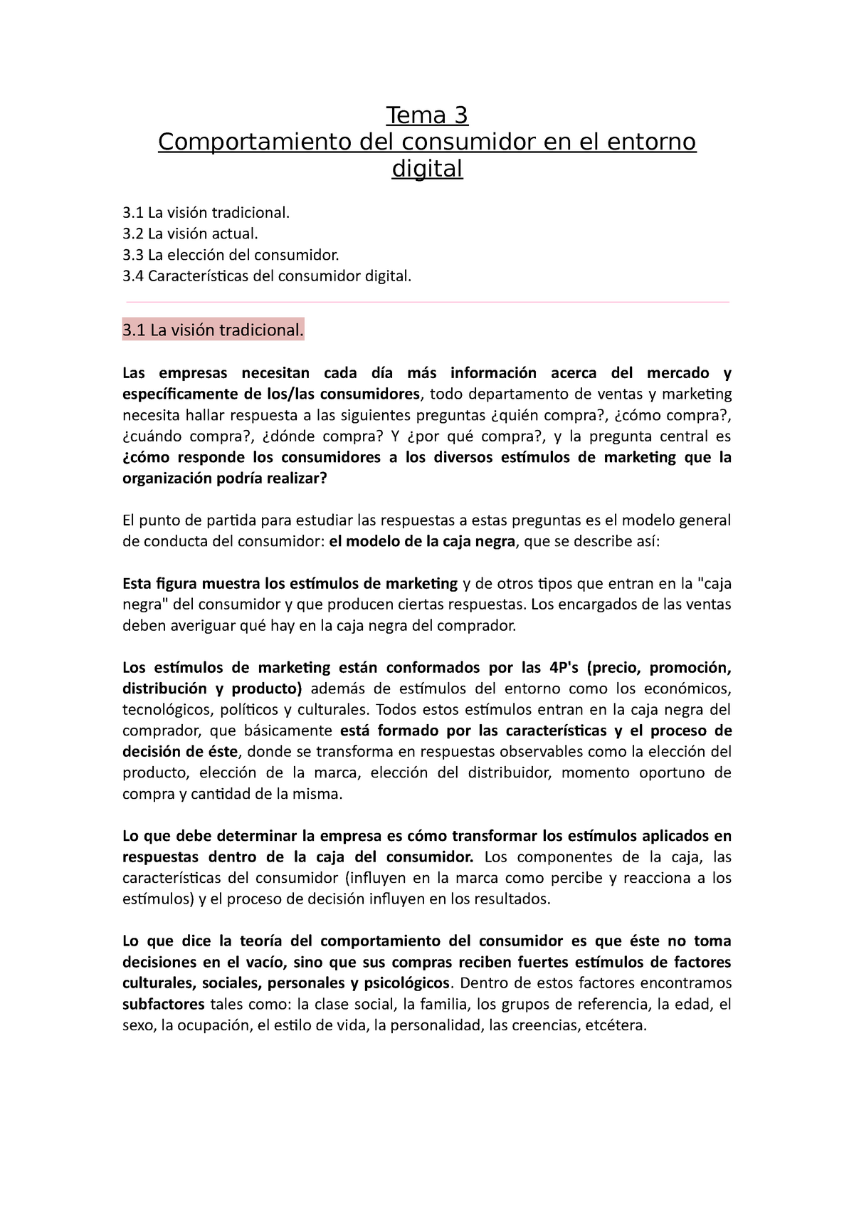 Tema 3. Comportamiento del consumidor en el entorno digital - Tema 3  Comportamiento del consumidor - Studocu