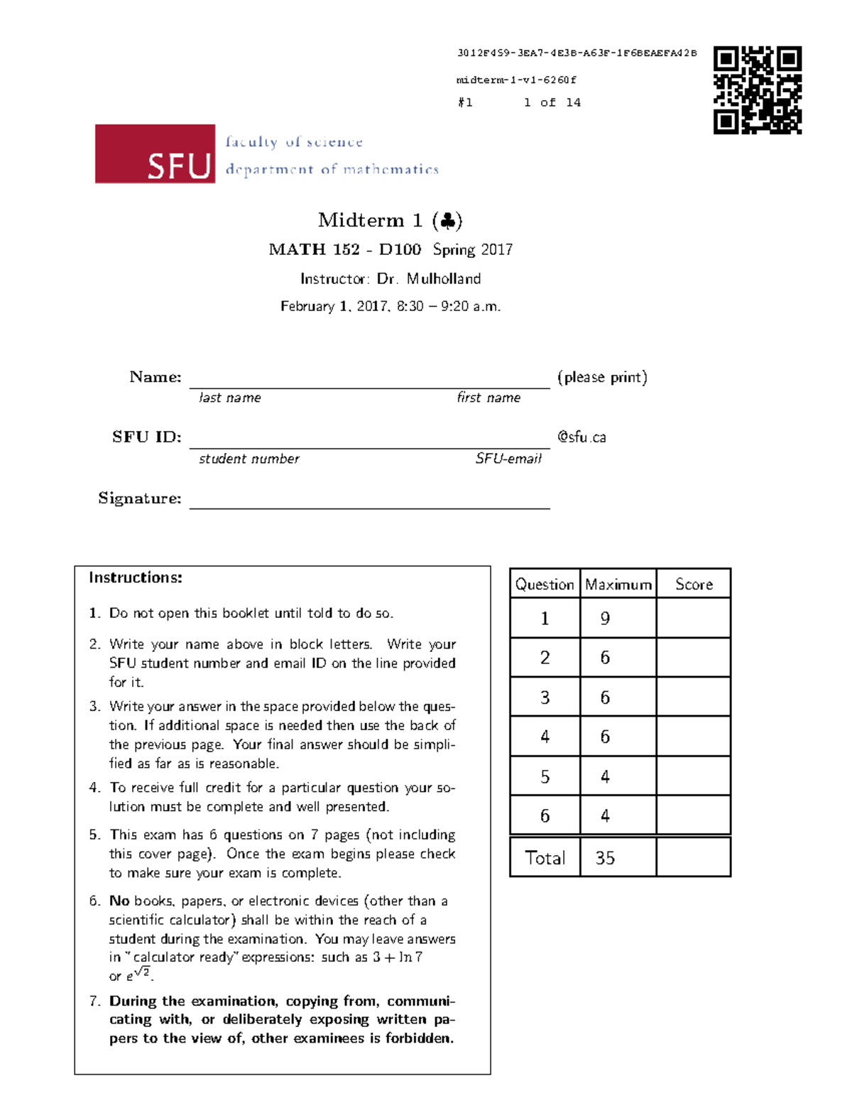 Sample/practice exam 21 June 2019, questions and answers - Midterm 1 (♣ ...