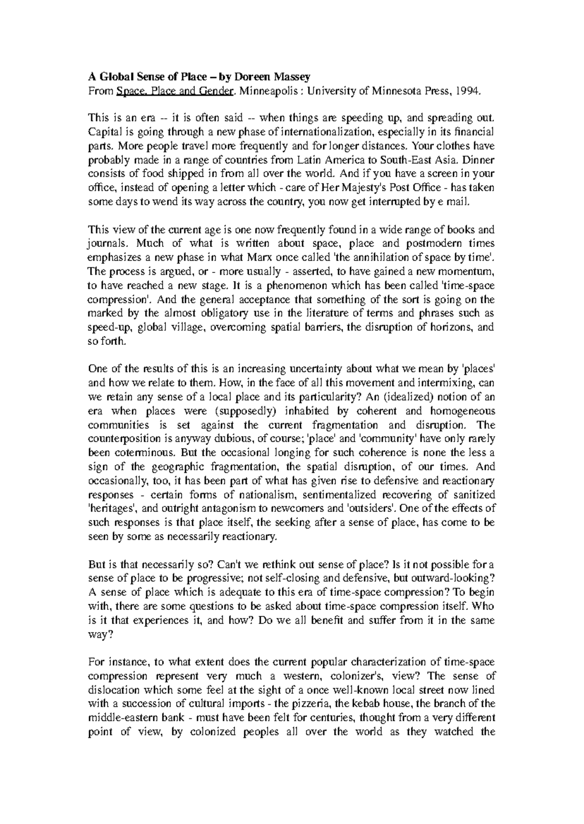 1. HW article on place - kfemkwfn - A Global Sense of Place – by Doreen ...