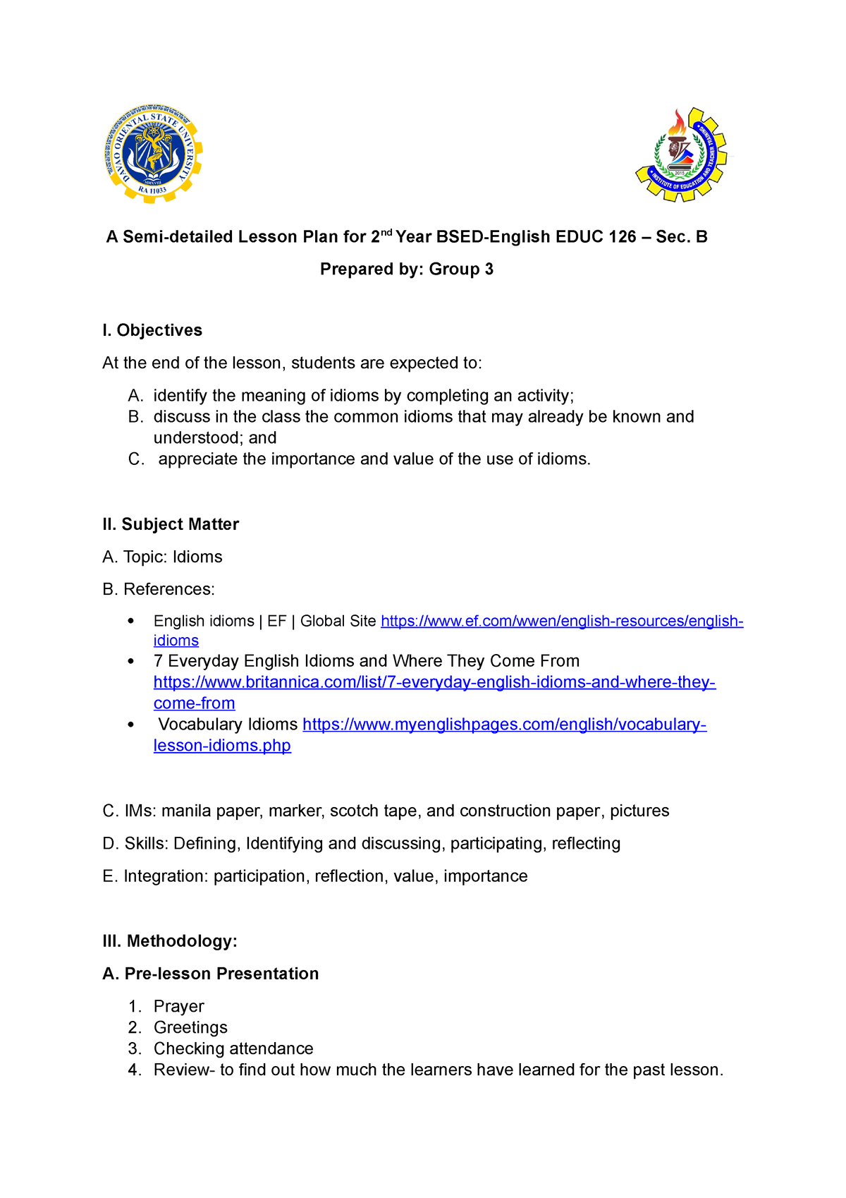 1st and 2nd Grade: Objectives, PDF, Idiom