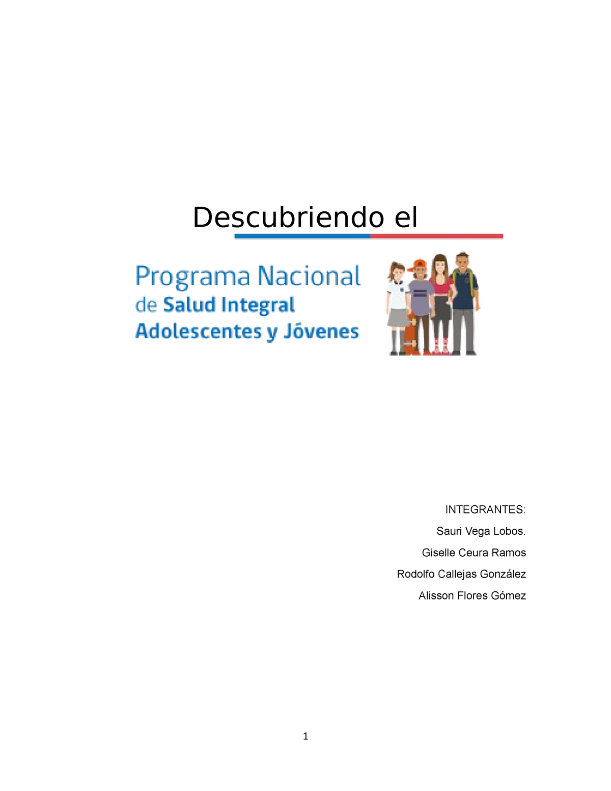 Programa De Salud Integral De Adolescentes Y Jóvenes Descubriendo El Integrantes Sauri Vega 2880