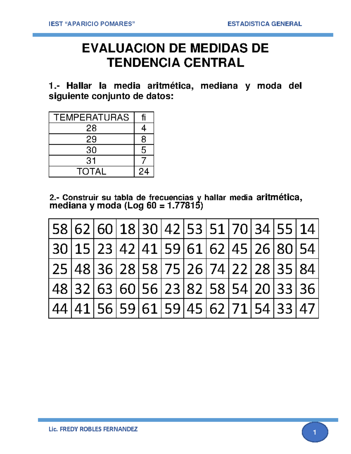 Evaluacion DE Medidas DE Tendencia Central - Estadística Descriptiva Y ...